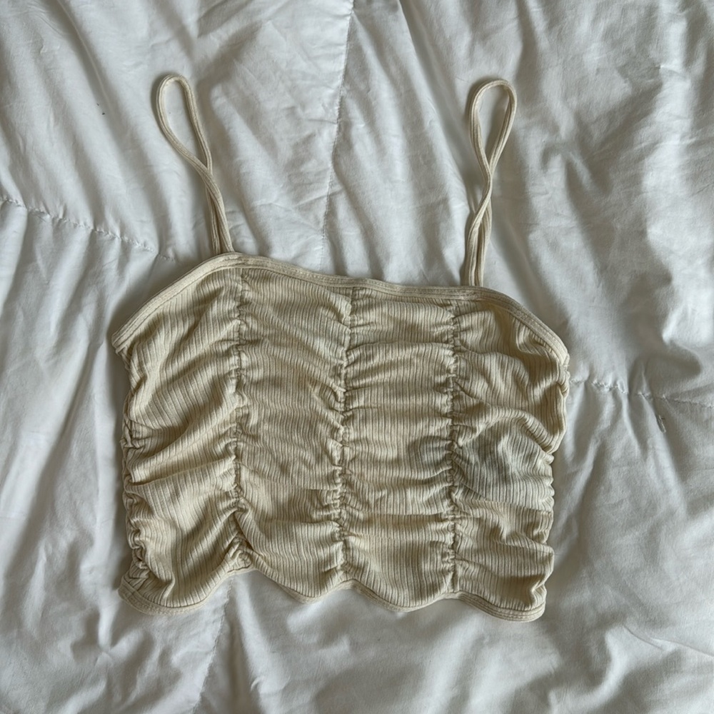 Ruched cream tank